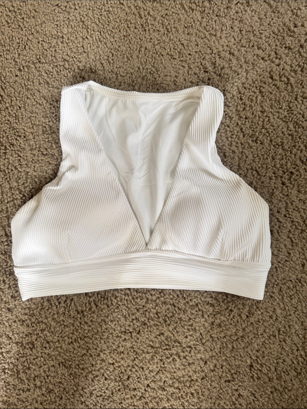 BuffBunny White Ribbed V-Neck Bodysuit Top